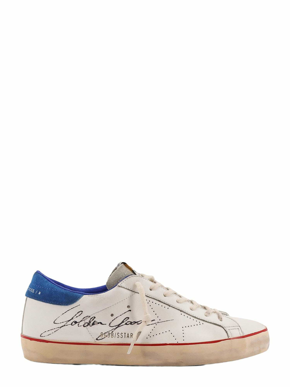 Golden Goose White and Blue Spray Superstar Sneakers Golden
