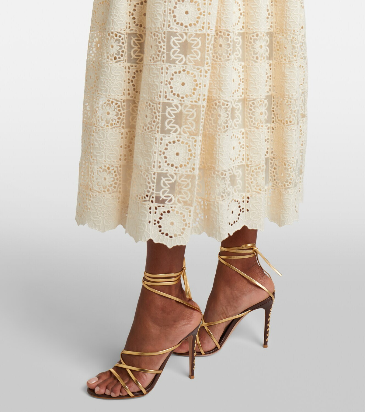 Elie Saab Silk and cotton-blend guipure lace midi dress