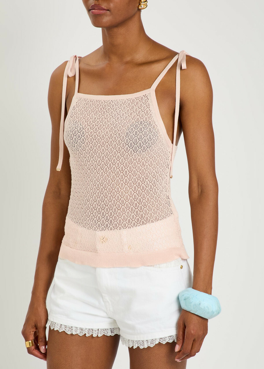 Ganni Pointelle Knit top Light Pink