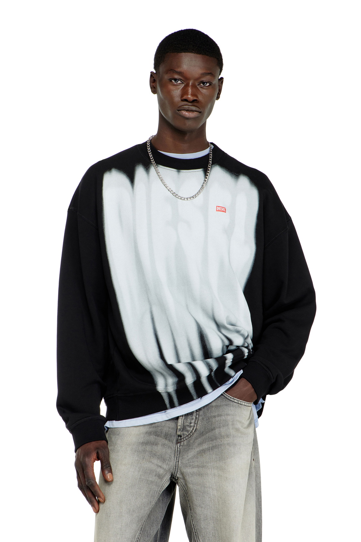 Diesel Cotton sweatshirt with graphic print - Sweaters - Man -