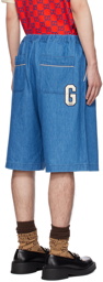 Gucci Blue Drawstring Denim Shorts