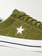 Converse - One Star Pro Leather-Trimmed Suede Sneakers - Green