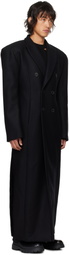 LGN Louis Gabriel Nouchi Black Double-Breasted 6 Buttons Coat