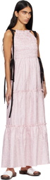 GANNI Pink Shibori Pleat Smock Maxi Dress