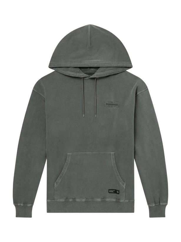 Photo: Neighborhood - Logo-Embroidered Garment-Dyed Cotton-Jersey Hoodie - Gray