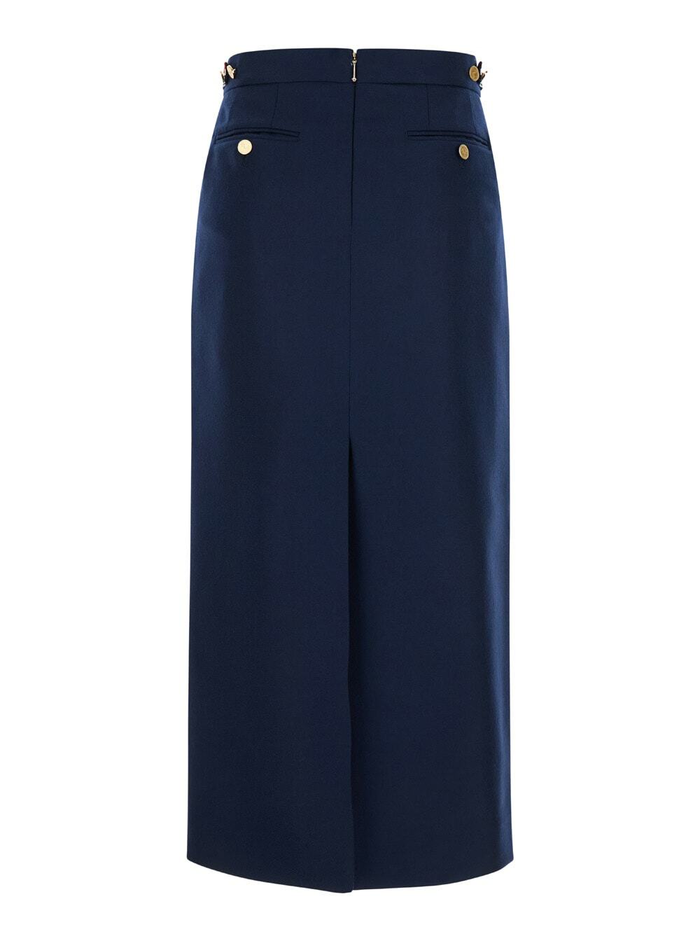 スカート THOM BROWNE CALF LEGTH SIDE TAB SKIRT IN SOLID WOOL TWILL THOM BROWNE - Women Calf Legth Side Tab Skirt In Solid Wool