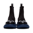 Alexander McQueen SSENSE Exclusive Black and Blue Suede Chelsea Boots