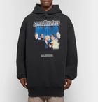 Balenciaga - Oversized Printed Fleece-Back Cotton-Blend Jersey Hoodie - Black