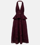 Self-Portrait Broderie anglaise cotton and linen midi dress