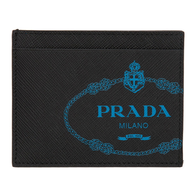 Prada Black Stripe Logo ID Card Holder Prada