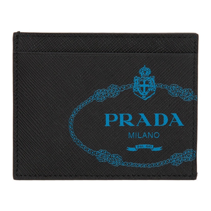 Photo: Prada Black Saffiano Logo Card Holder