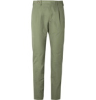 Zanella - Slim-Fit Pleated Washed-Cotton Trousers - Green
