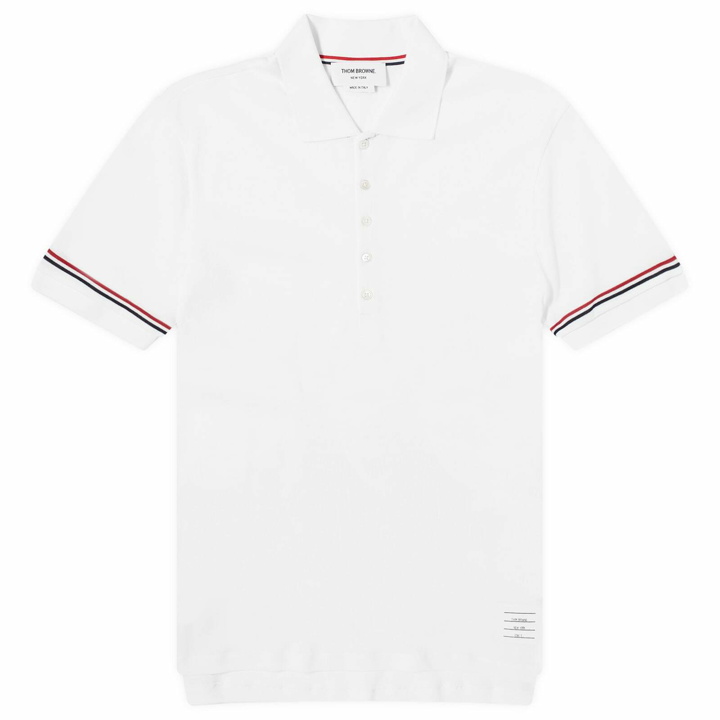 Photo: Thom Browne Men's Lightweight Textured Cotton Polo Shirt in White