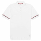 Thom Browne Men's Lightweight Textured Cotton Polo Shirt in White