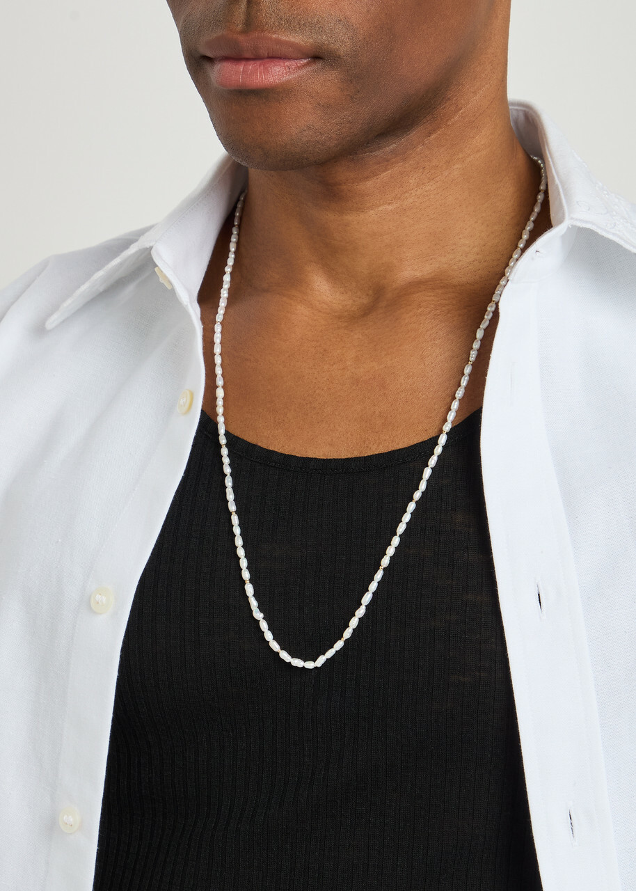 Valentino Ovalette Beaded Pearl Necklace - Silver - One Size