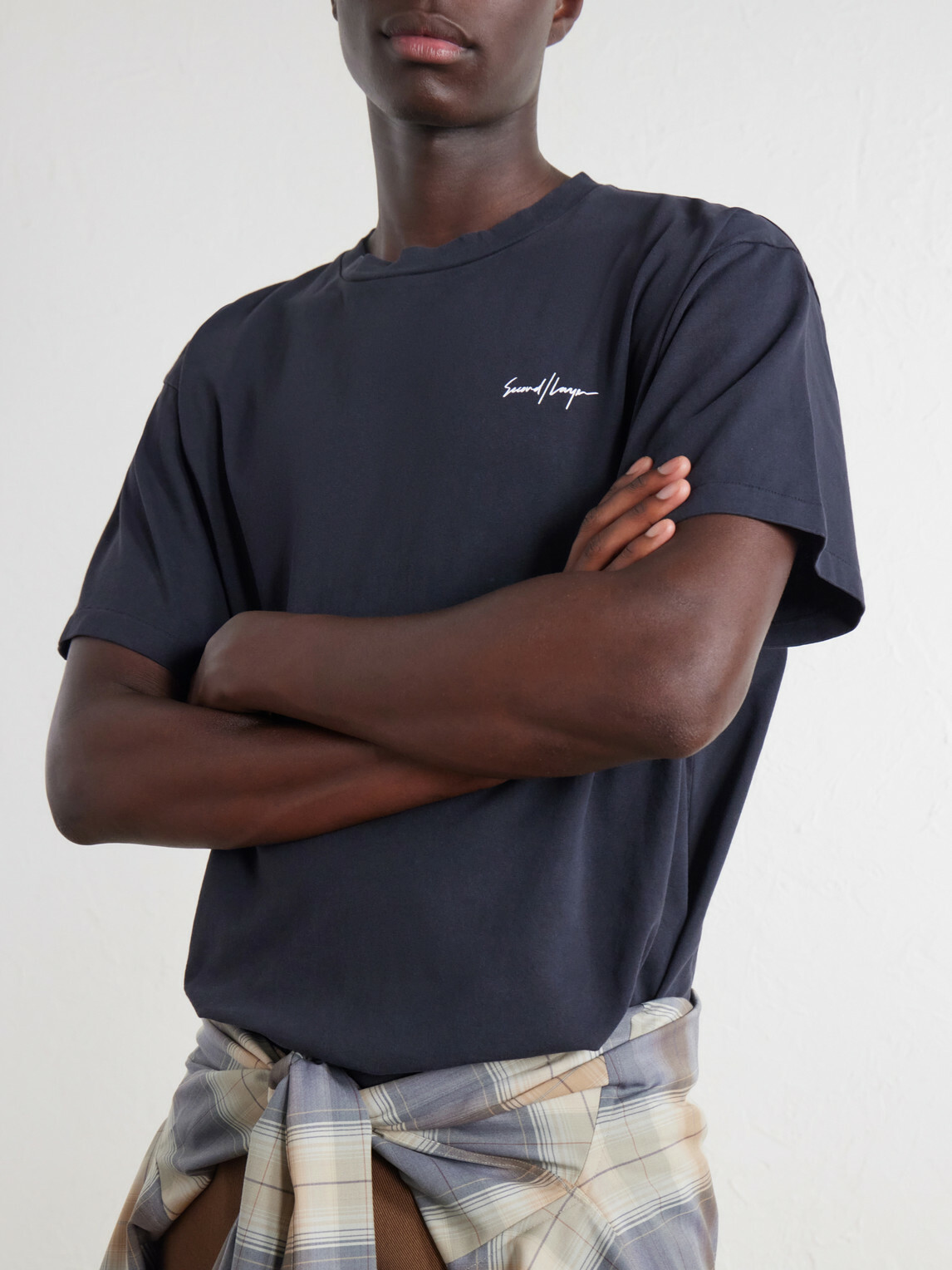 SECOND / LAYER - Printed Cotton-Jersey T-Shirt - Blue
