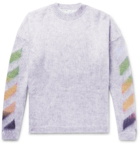 Off-White - Oversized Printed Mohair-Blend Sweater - Men - Gray