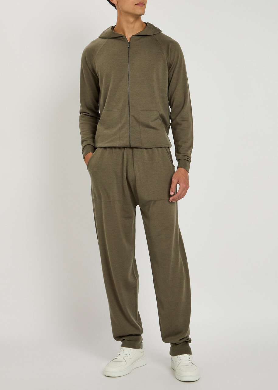 John Smedley Henning Wool Sweatpants Khaki