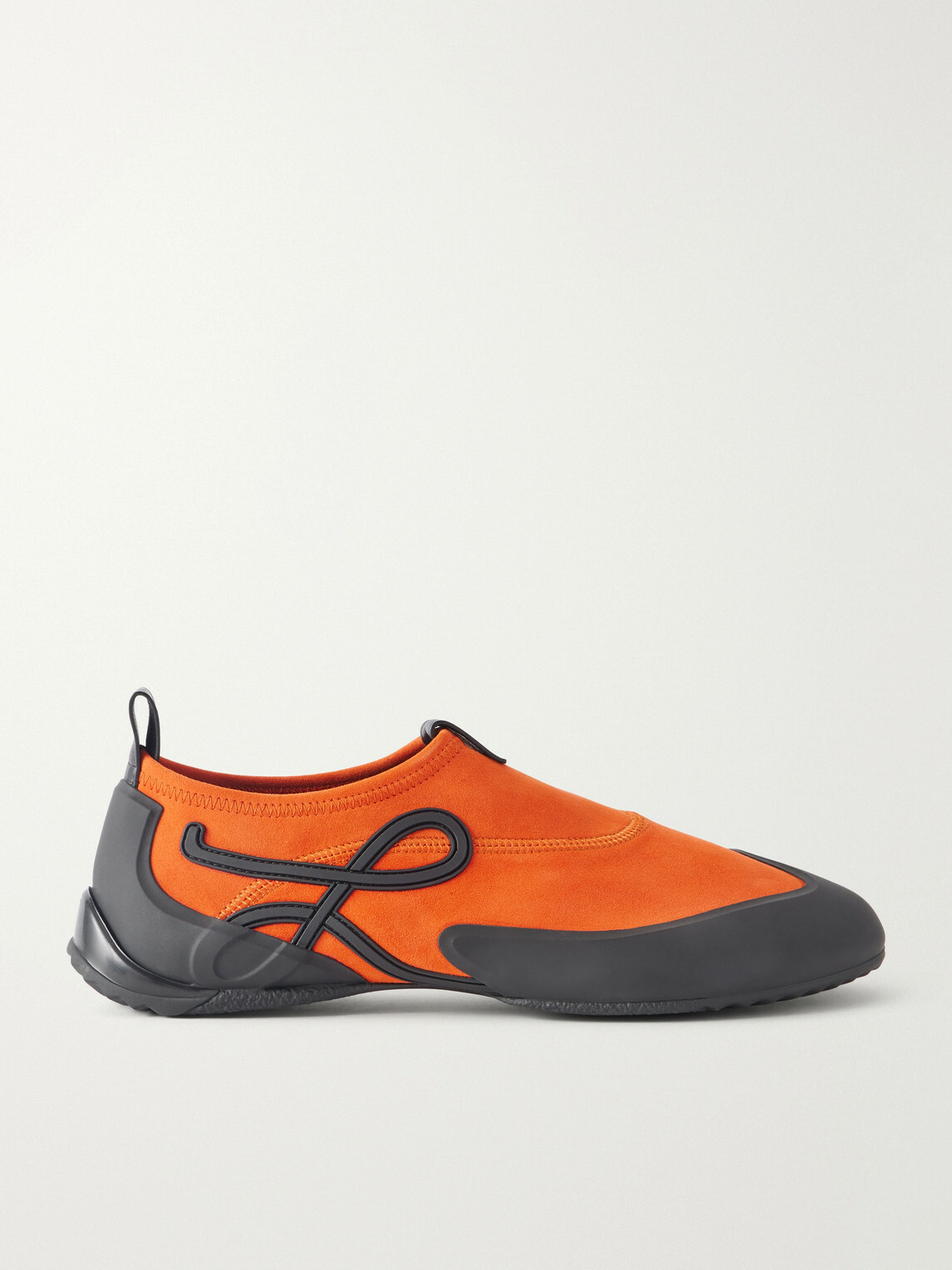 LOEWE - Grip Aqua Rubber-Trimmed Stretch Suede Sneakers - Orange