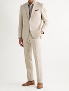 Canali - Slim-Fit Cotton-Blend Twill Suit Trousers - Neutrals