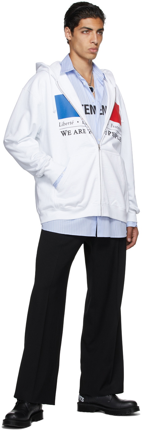 VETEMENTS White 'We Are The People' Zip-Up Hoodie Vetements