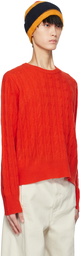 Guest in Residence Red Twin Cable Sweater