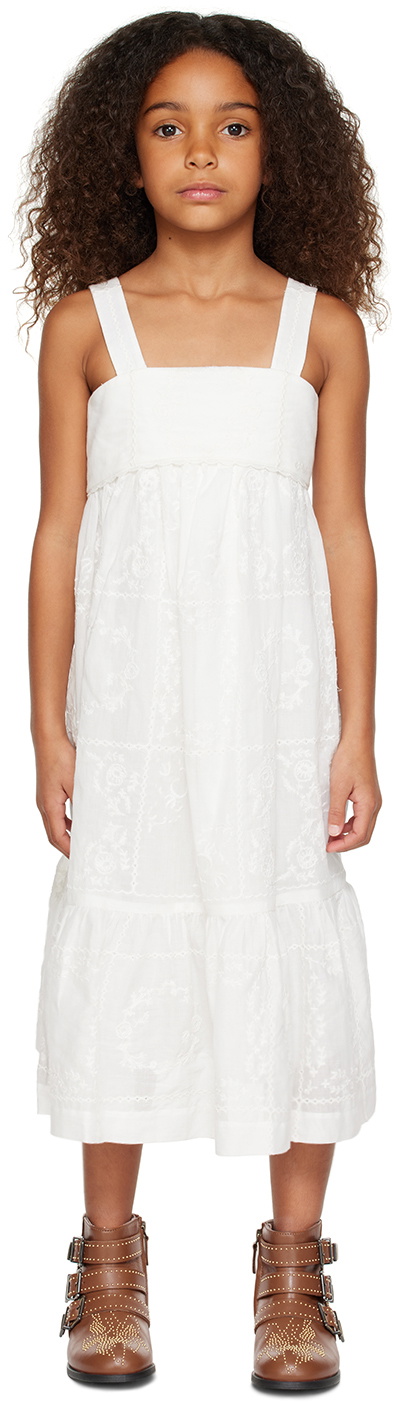 Chlo Kids Off White Embroidered Dress Chloe