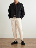 FrizmWORKS - Haworth Tapered Cropped Pleated Cotton-Twill Trousers - Neutrals