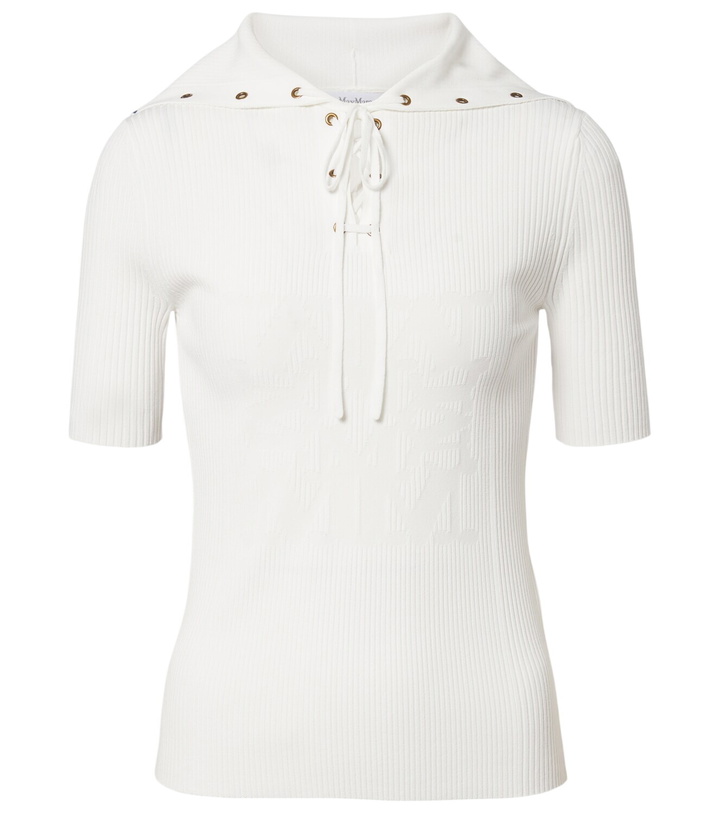 Photo: Max Mara Ribbed-knit lace-up top
