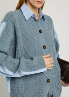 Stella Mccartney Cardigan-effect Wool and Cotton-poplin Shirt Blue