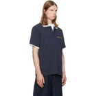 Casablanca Navy Laurel Pique Short Sleeve Polo