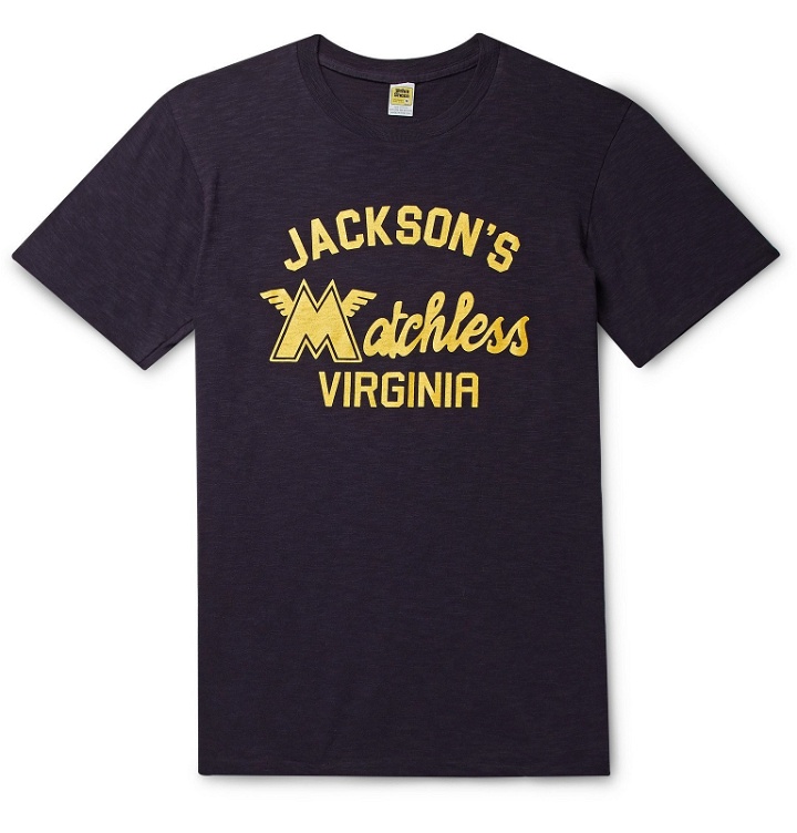 Photo: Velva Sheen - Jackson Printed Cotton-Jersey T-Shirt - Blue