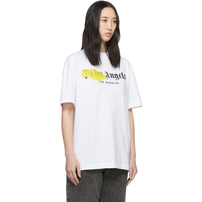 Palm Angels Los Angeles Sprayed Logo T-Shirt Black/Yellow