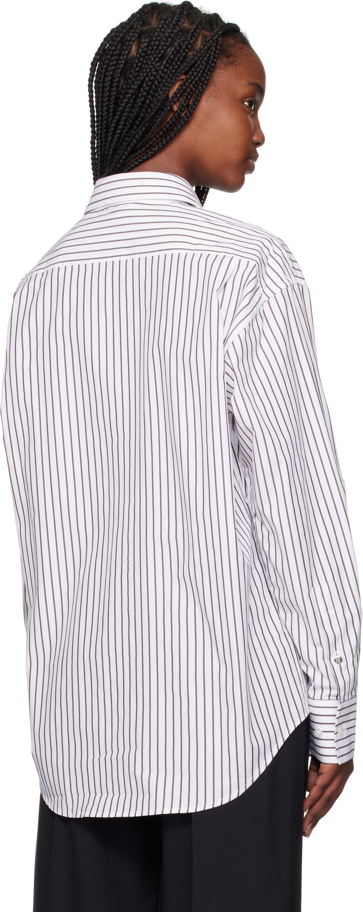 Filippa K White & Brown Classic Stripe Shirt