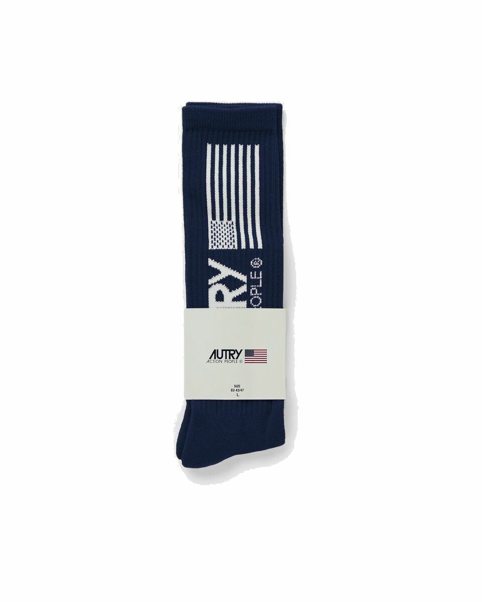 Photo: Autry Action Shoes Socks Icon Blue - Mens - Socks