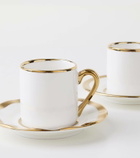 Polspotten Golden Finds set of 4 espresso cups and saucers by Jan Wolleswinkel