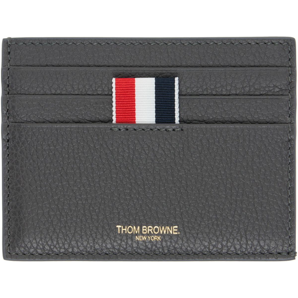 Thom Browne Gray Soft Pebble Grain Note Compartment Card Holder