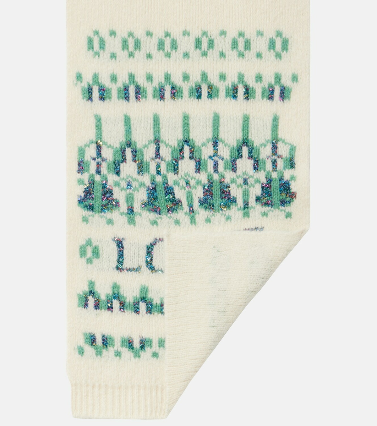 Loewe Logo sequined wool-blend jacquard scarf