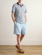 James Perse - Straight-Leg Garment-Dyed Linen Drawstring Shorts - Blue