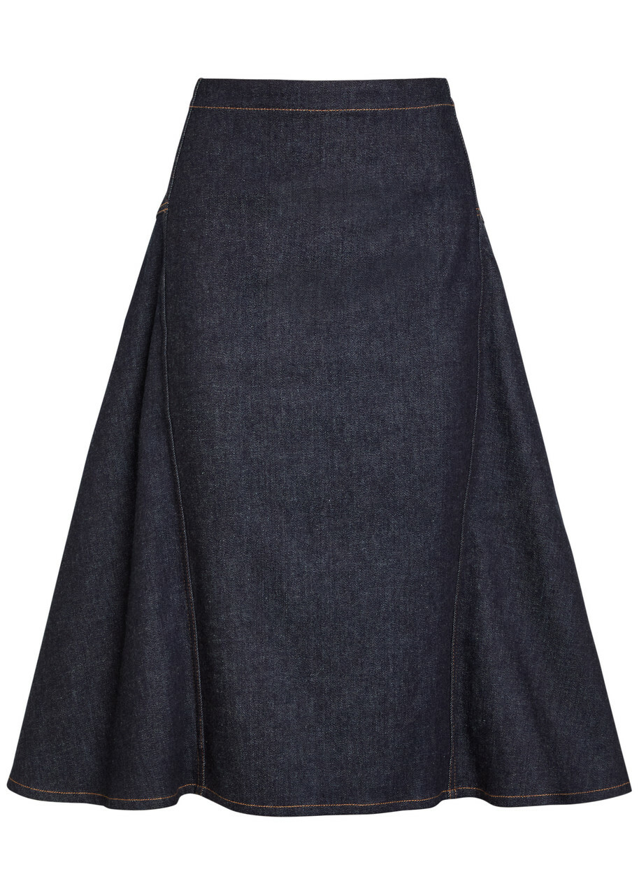 Jacquemus La Jupe De-nîmes Lavoir Denim Midi Skirt Navy