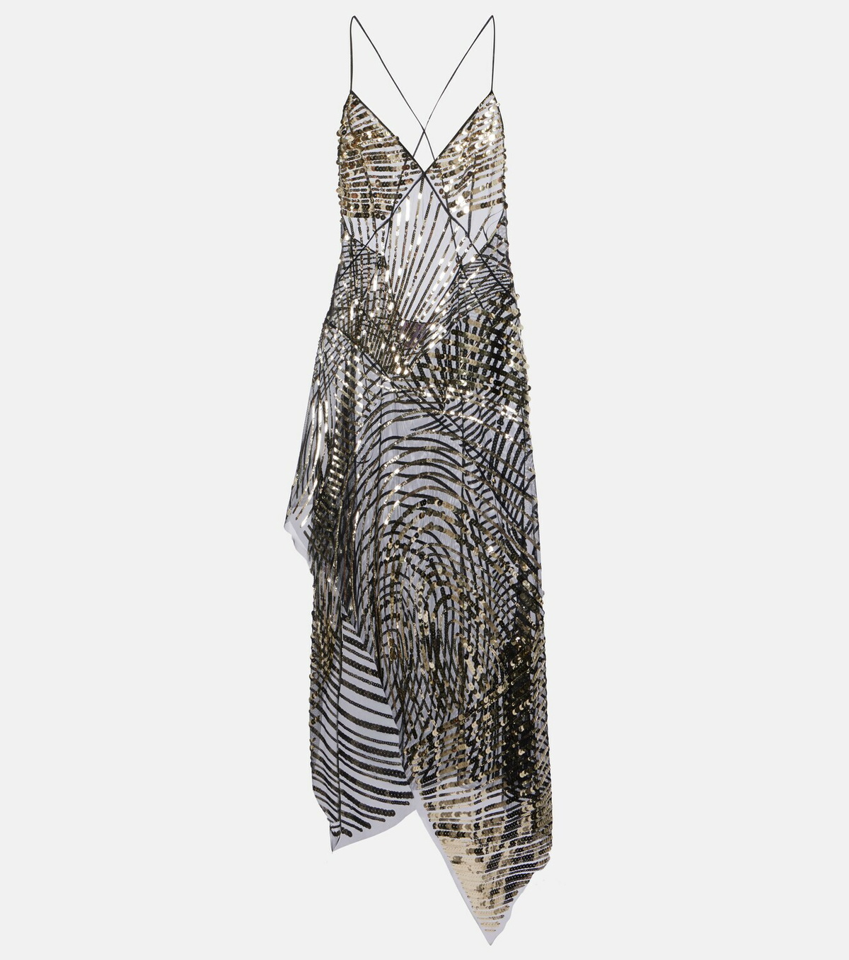 Pucci Asymmetric sequined tulle slip dress