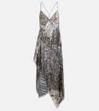 Pucci Asymmetric sequined tulle slip dress