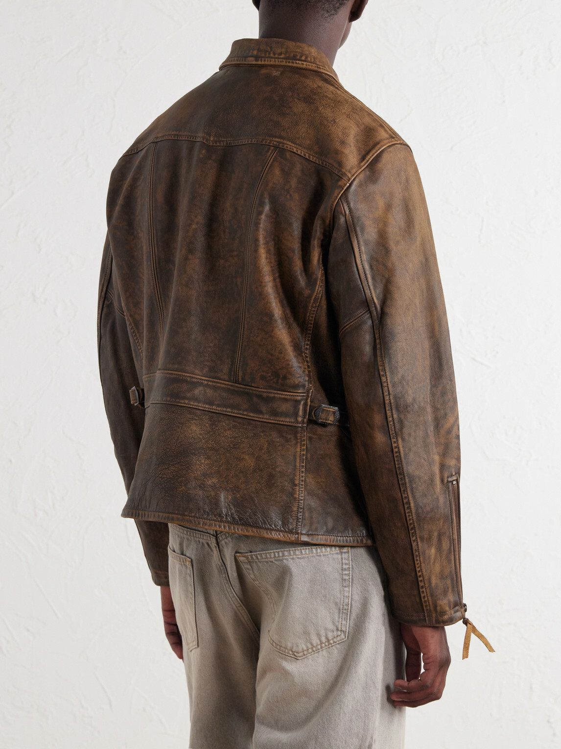 RRL - Distressed Leather Jacket - Brown