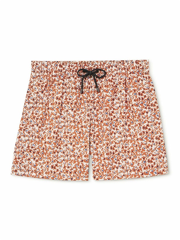 Photo: Canali - Straight-Leg Mid-Length Printed Swim Shorts - Orange