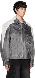 Feng Chen Wang Gray Printed Denim Jacket