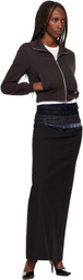 Edward Cuming Black Stacked Tailored Midi Skirt