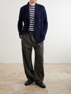 Lardini - Double-Breasted Knitted Virgin Wool Blazer - Blue