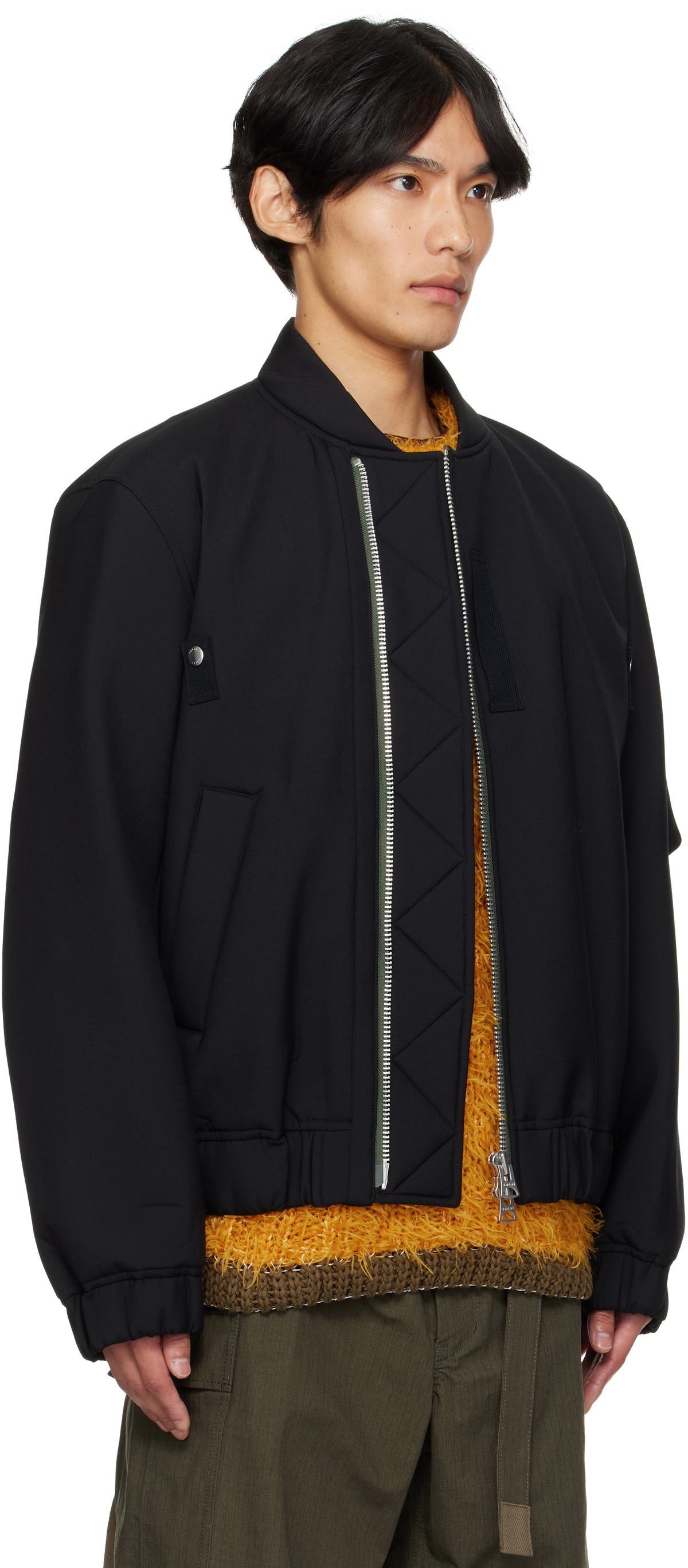 sacai Black Suiting Blouson Bomber Jacket Sacai