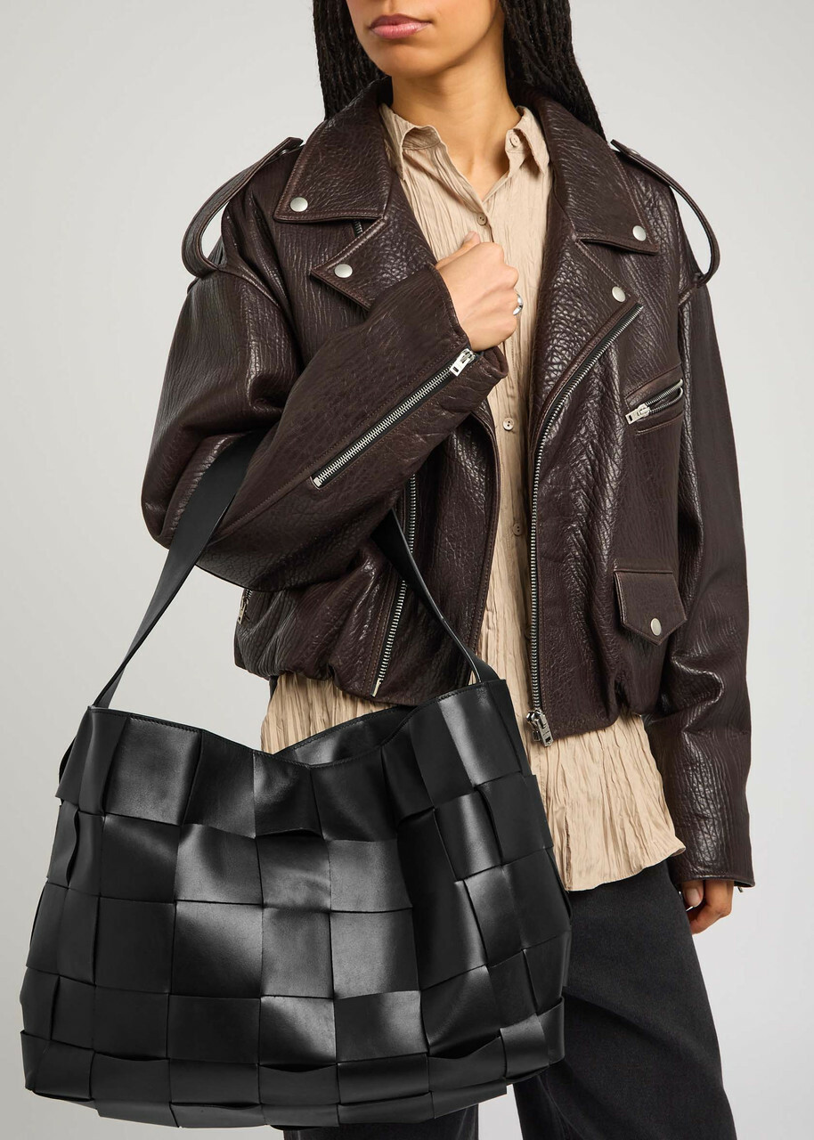 ST. Agni Woven Large Leather Tote - Black - One Size