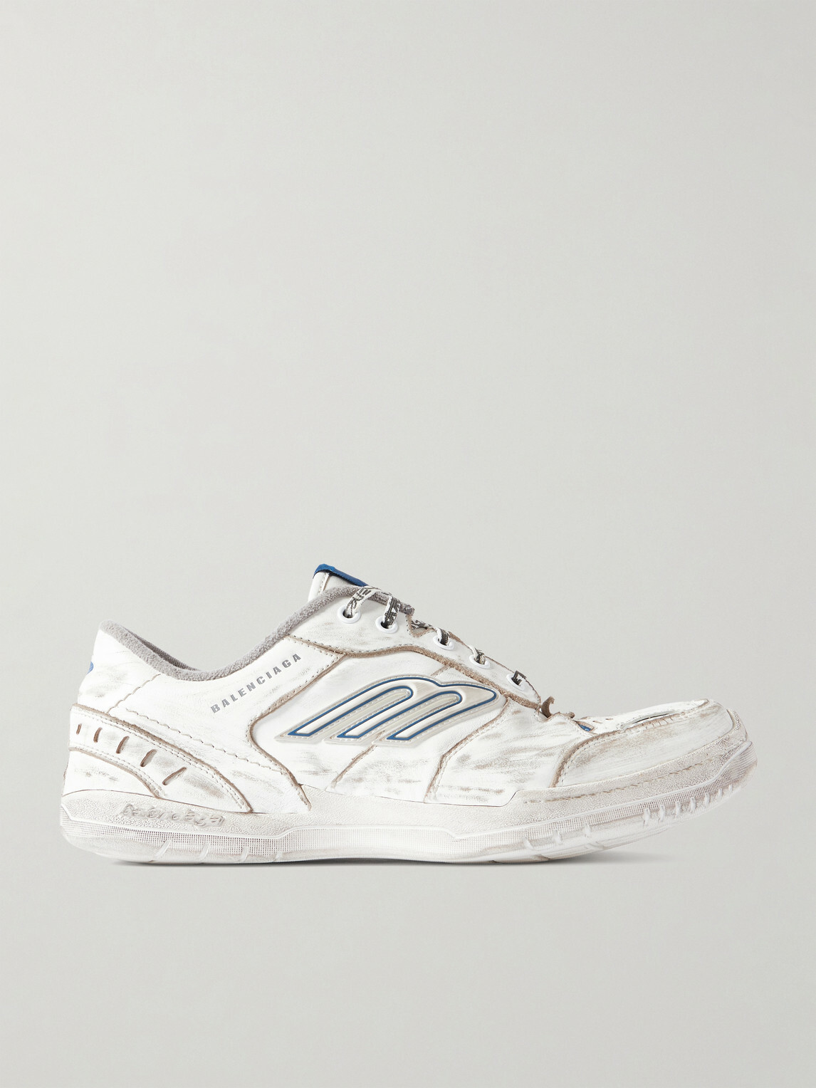 Balenciaga - Hamptons Logo-Appliquéd Distressed Leather Sneakers - White